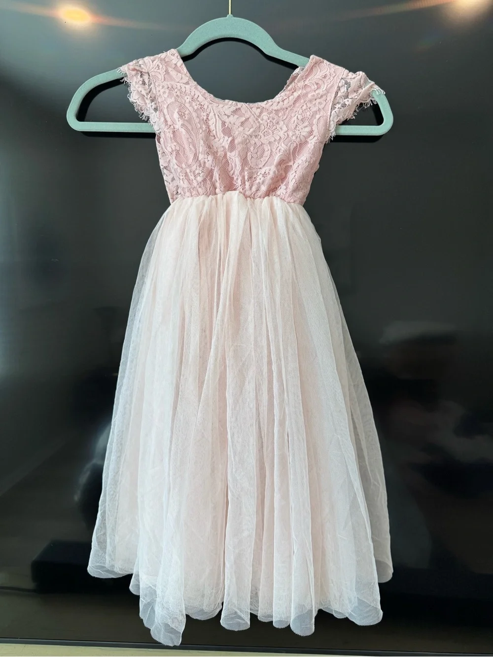 Girls' Lace & Tulle Party Dress - Blush Pink size 4T